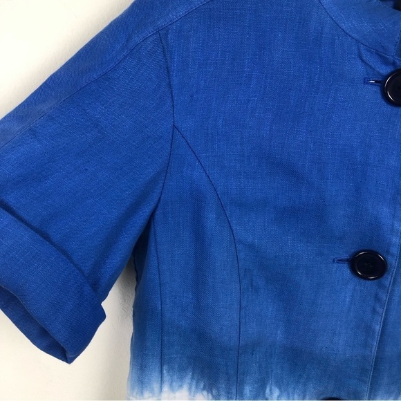 Lafayette 148 petite 100% Linen Short sleeve tie-dye blazer - Picture 4 of 11